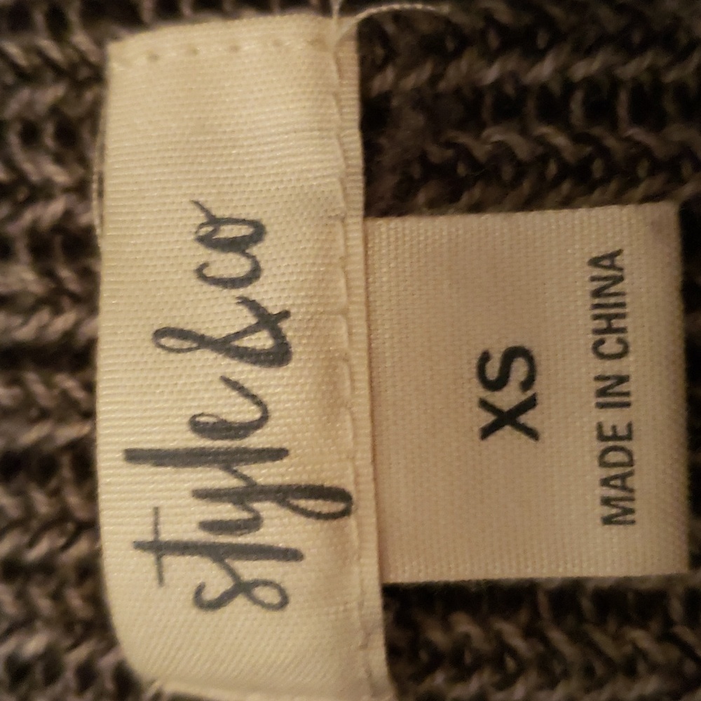 Style & Company Ribbed Cold Shoulder Mock Turtle neck Sweater Grey - Picture 7 of 8